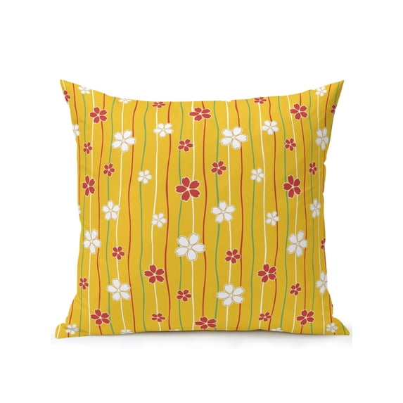 Outdoor Pillows Waterproof, Yellow Cherry Blossom Bedding Throw Pillows with Insert for Couch Sofa Bed, Farmhouse Romantic Petals Floral 16x16 Inch Pillowcases Decorative Patio Pillow Set of 1
