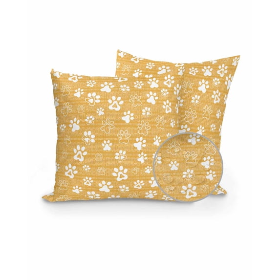 Outdoor Pillows Waterproof, Yellow Orange Dog Paw Throw Pillows with Inserts Included, Modern Geometric Abstract Aesthetics Indoor Outdoor Decorative Lumbar Pillow for Bed/Couch/Patio 18"x18", 2Pcs
