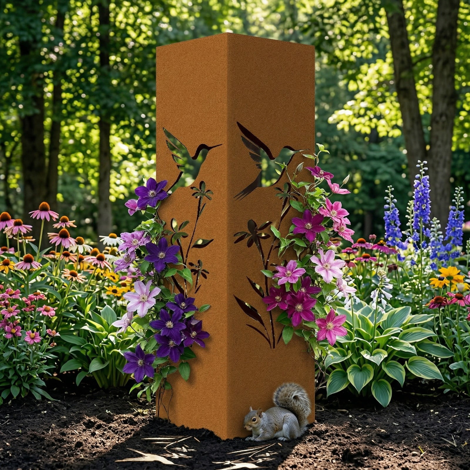 Outdoor Pineapple Garden Column, Rustic Metal Light Cover Sculpture, Modern Yard Statues, Patio Walkway Decor, Column for Garden Beds, Entryways, Pathways, Summer Outdoor Art Accent, Weatherproof, A