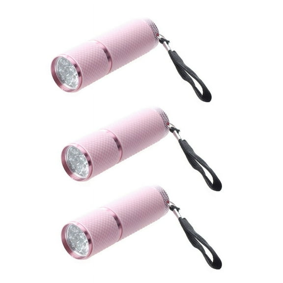 Outdoor Pink Rubber Coated 9-LED Flashlight, 3 Pack