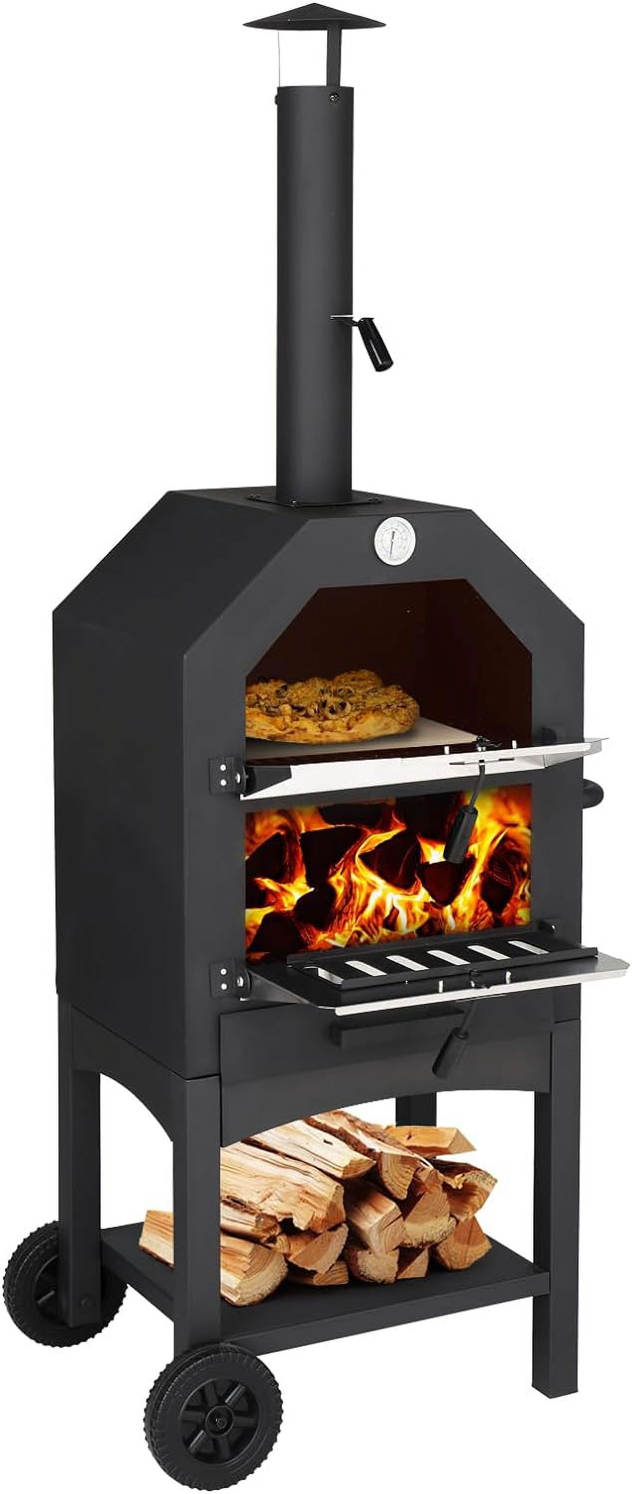 Outdoor Pizza Oven Wood Fired, Pizza Maker With Pizza Stone, Pizza Peel