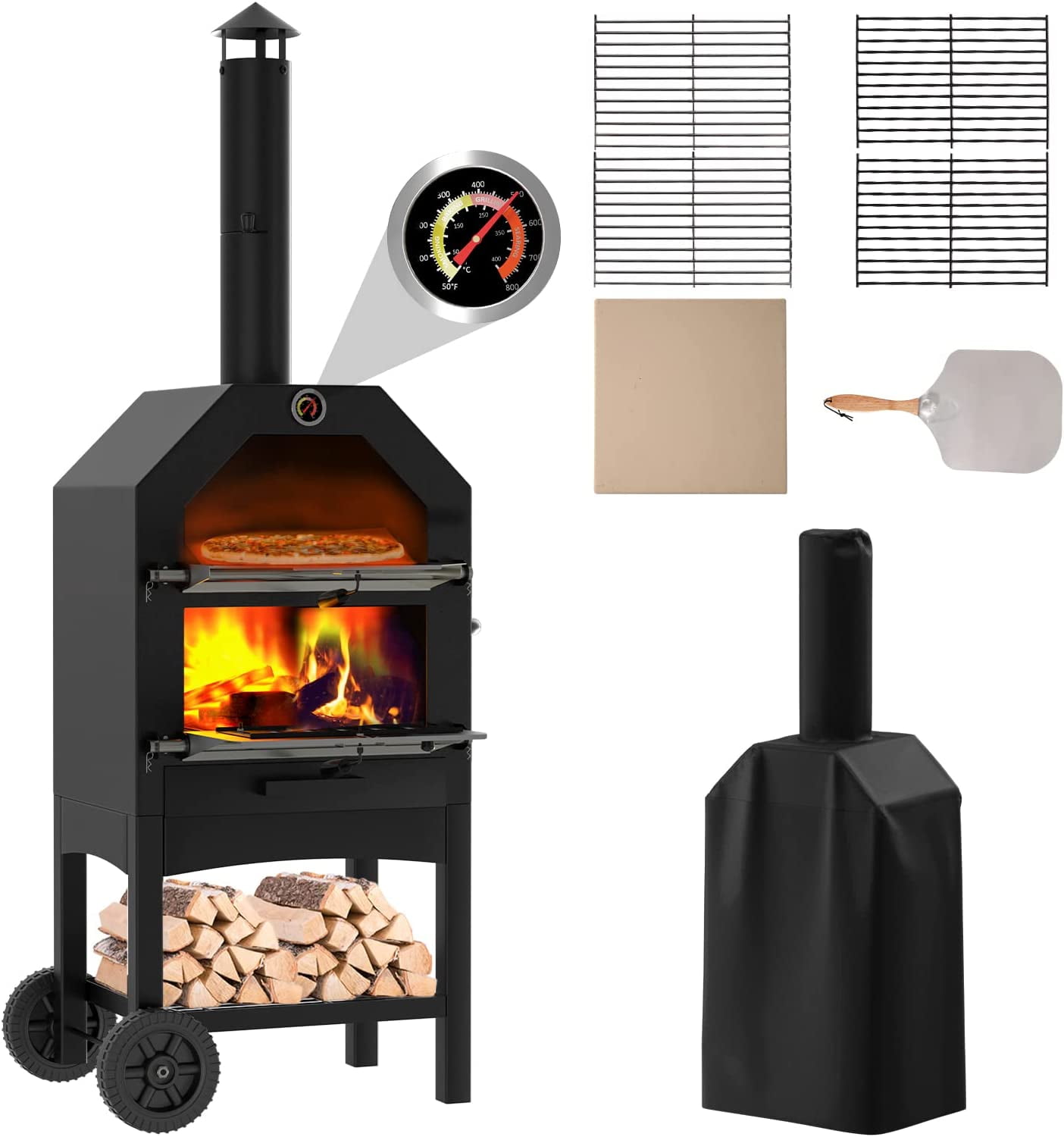 Outdoor Pizza Oven Wood Fired, Wood Pizza Ovens for Outside with