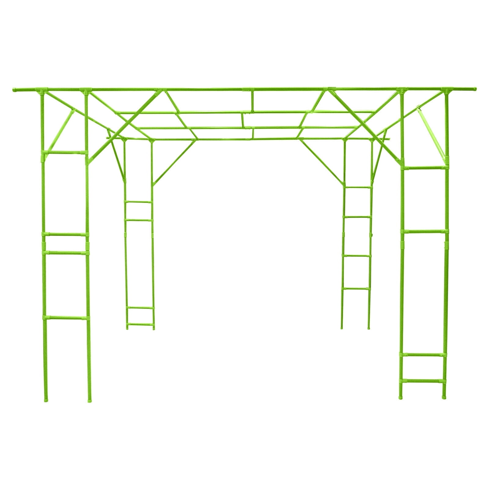 Outdoor Plant Trellis 9.8x6.6ft - Steel Climbing Stand for Tomatoes, Cucumbers, Vines, Green ABS Feet