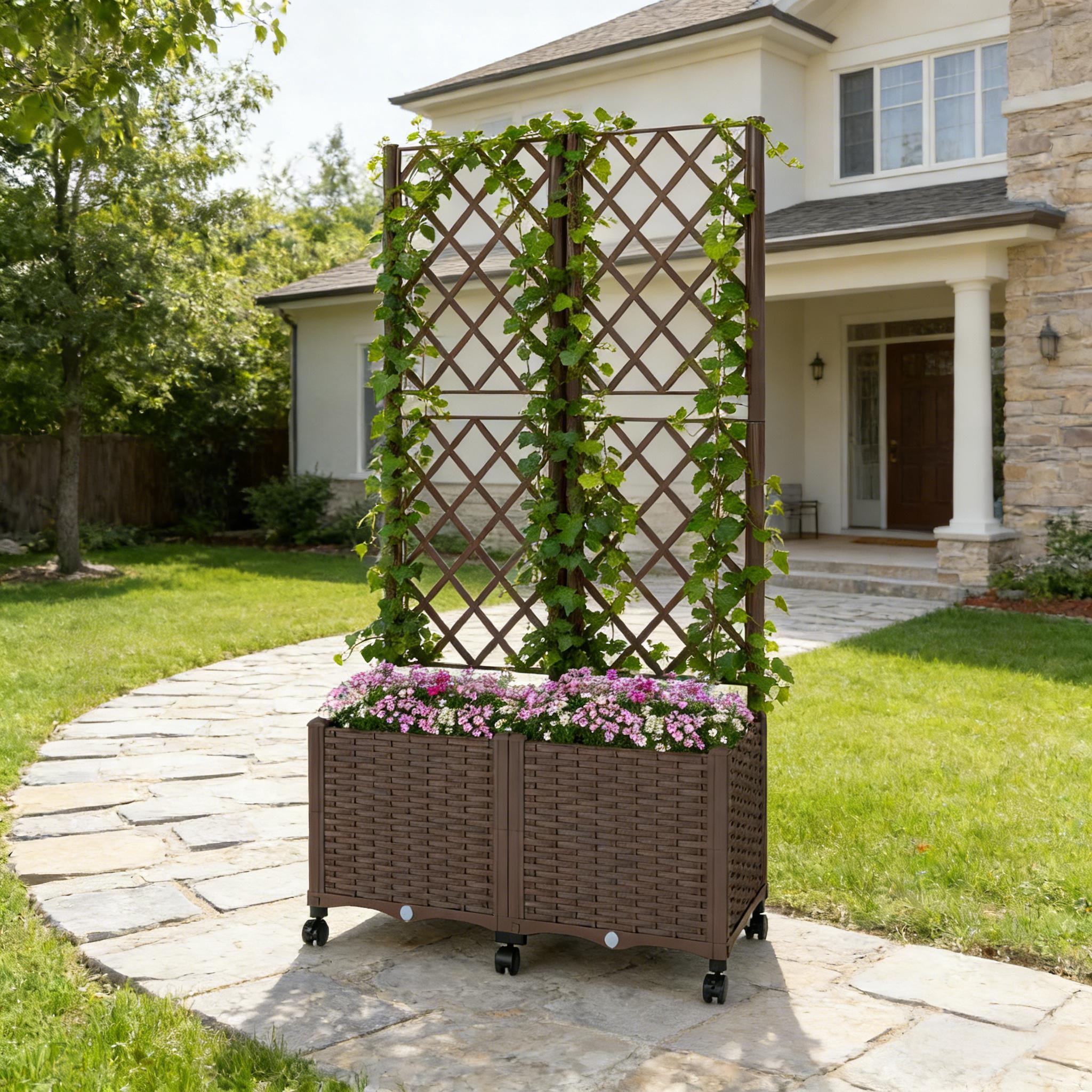 Outdoor Planter Box Mobile Raised Garden Bed
