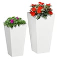 thumbnail image 1 of Outdoor Planter Set of 2, MgO Flower Pots White, Drainage for Garden Patio Yard, 1 of 9