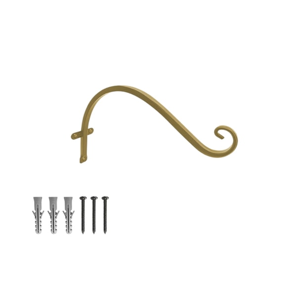 Outdoor Plants Hook Wall Bracket 12 in, Wrought Iron Hanging Basket Bracket for Flower Planter, Bird Feeder, Lanterns, Wind Chimes, Bronze