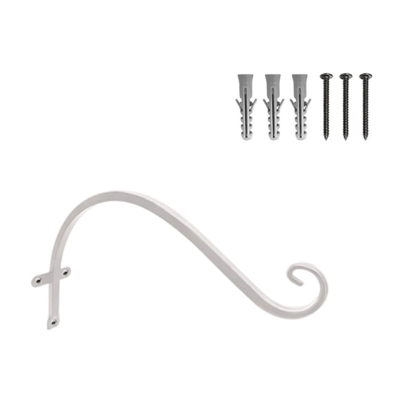 Outdoor Plants Hook Wall Bracket 12 in, Wrought Iron Hanging Basket Bracket for Flower Planter, Bird Feeder, Lanterns, Wind Chimes, White
