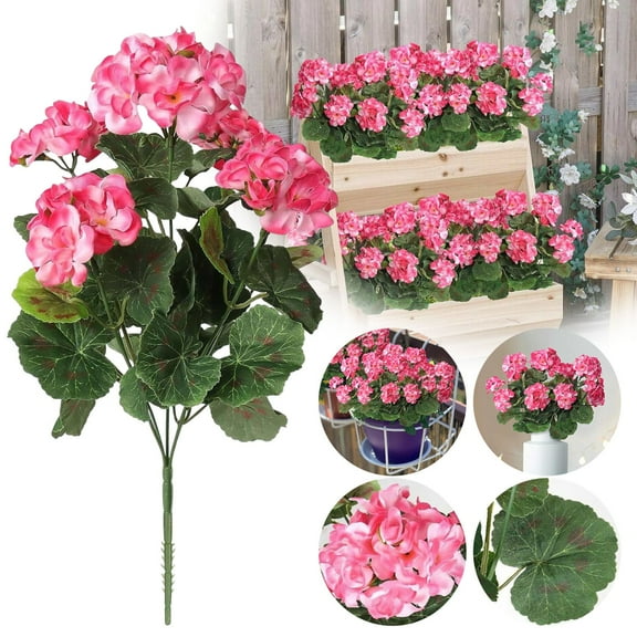 Outdoor Plants Vibrant Artificial Begonia Wedding Bouquet Set of 4, Realistic Flower Heads for Porch Garden Decor, Durable Plastic Material for Indoor Outdoor Use. Outdoor Fake Flowers Harlik
