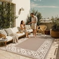 thumbnail image 1 of Outdoor Plastic Straw Rug Beige Brown Large Outside Waterproof Patio 5x8 Carpet Geometric Reversible Mat Modern For Camping Rv Porch Deck Balcony Beach, 1 of 8