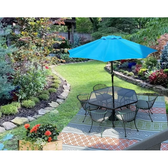 B-USA Outdoor Plastic Straw Rugs-9'x12' Green, Orange, Reversible Portable Waterproof Camper Mats, Avoid Returns Please.