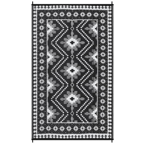 Outdoor Plastic Woven Rug Durable Easy Clean, Weatherproof Lightweight Patio Garden Mat Portable for Camping Picnics