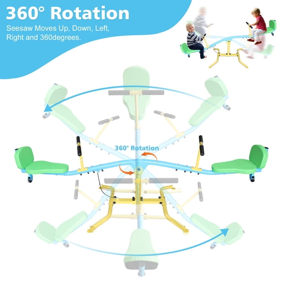 Outdoor Play Equipment Children's seesaw double person 360° rotating seesaw with backrest indoor and outdoor playground double person rocking horse kindergarten toys,Backyard Playset