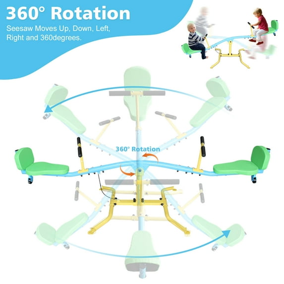 Outdoor Play Equipment Children's seesaw double person 360° rotating seesaw with backrest indoor and outdoor playground double person rocking horse kindergarten toys,Backyard Playset