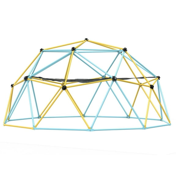 Outdoor Play Equipment Climbing Dome, for Kids 3 to 10 Years Old,10FT Geometric Dome Climber with Hammock and Swing, Jungle Gym Supports 750LBS and Easy Assembly, with Climbing Grip, Outdoor Backyar