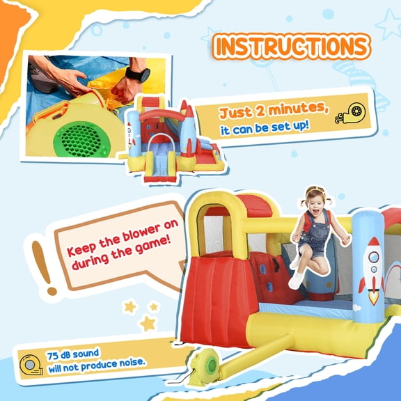 Outdoor Play Equipment Outsunny Kids Inflatable Water Slide, 4-in-1 Bounce House Jumping Castle with 2 Slides, Climbing Wall, Trampoline, & Water Pool Area, Air Blower,Backyard Playset