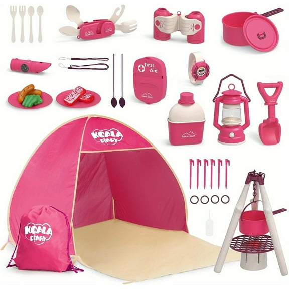 Outdoor Play Tent Toys for Kids - Multi-Educational Toddler Outdoor Toys Gift for Girls and Boys, Including Tents, Oil Lamps, Stoves, and More
