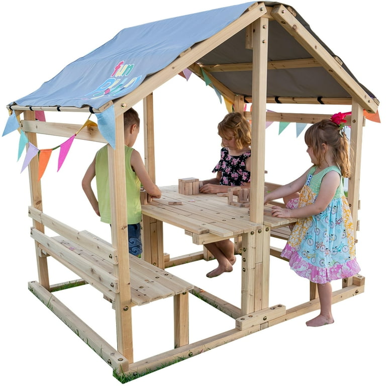 Outdoor Playhouse - Funphix Kids Klubhouse Wooden Playhouse with Outdoor Playhouse - Funphix Kids Klubhouse Wooden Playhouse with