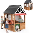 thumbnail image 1 of Outdoor Playhouse, Kids Playhouse with Play Kitchen, Kids Wooden Playhouse with Grill Oven, Bread Oven, Toddler Playhouse with Door, Windows, Doorbell for Kids Outdoor, Play House for Kids Ages 3+, 1 of 9