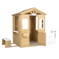 thumbnail image 1 of Outdoor Playhouse, Wooden Playhouses for Kids Ages 4-8 with Mailbox, Bench, Working Door, Windows, Flowers Pot Holder, 39" x 38" x 55.5", 1 of 8