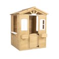 thumbnail image 1 of Outdoor Playhouse, Wooden Playhouses for Kids Ages 4-8 with Working Door, Windows, Flowers Pot Holder, 39" x 38" x 55.5", 1 of 7
