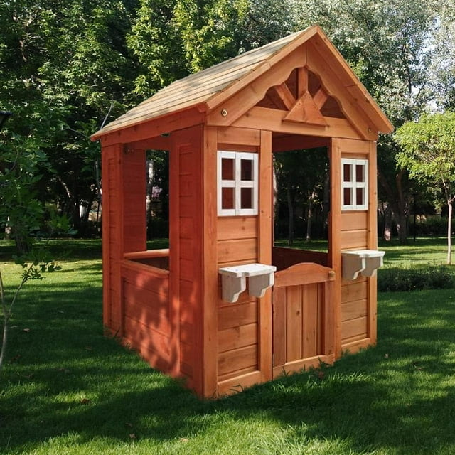 Outdoor Playhouse, Wooden Playhouses for Kids Ages 4-8 with Working ...