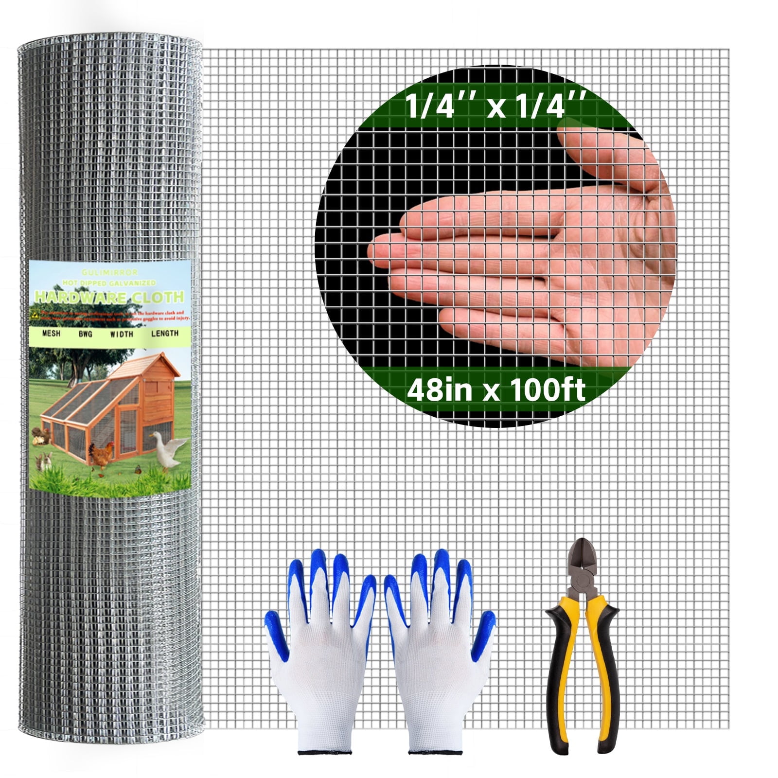 Outdoor Plus 1/4 Inch 48x100 Ft Hardware Cloth, 23 Gauge Galvanized