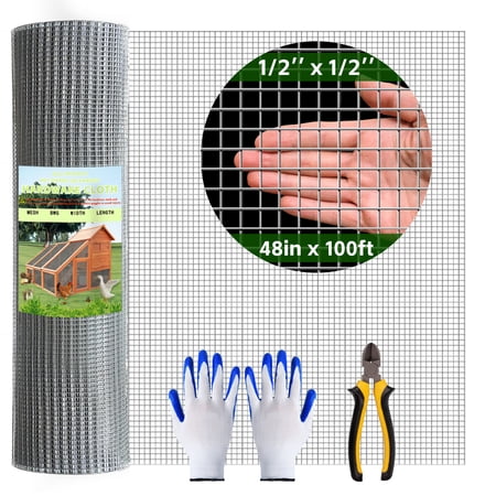 Outdoor Plus Hardware Cloth Wire Mesh Netting with Pliers & Gloves, 50 Pack