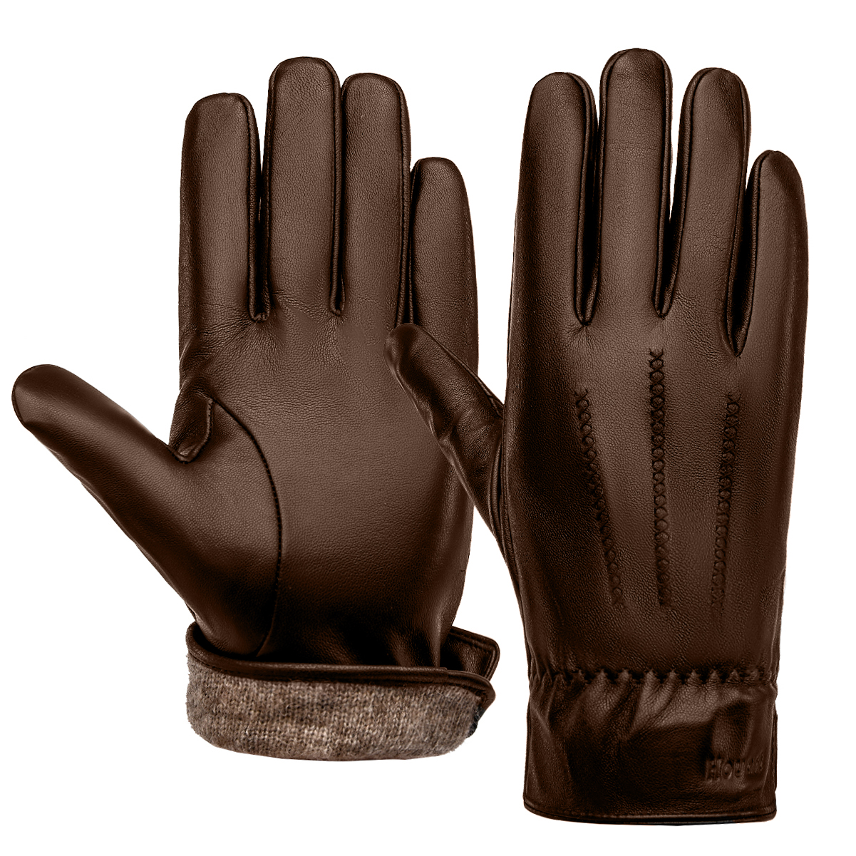 Outdoor Plus Leather Gloves for Men,Sheepskin Driving Gloves Touchscreen, Gift-Brown - image 1 of 6