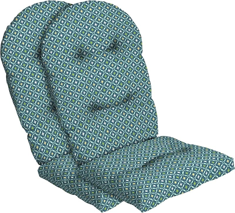 Alana Tile Blue and Green Polyester Adirondack Chair Cushions, Set of 2