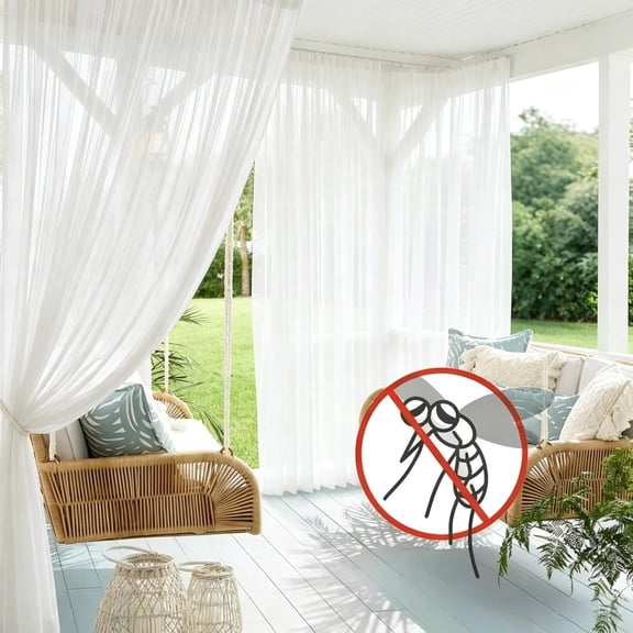 Outdoor Pole Mounted Mosquito Net Curtains for Gazebo, Mesh Screen Drapes for Porch, Patio, Wedding, and Sun Protection