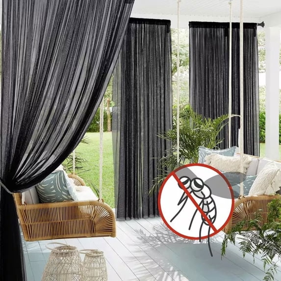 Outdoor Pole Mounted Mosquito Net Curtains for Gazebo, Mesh Screen Drapes for Porch, Patio, Wedding, and Sun Protection