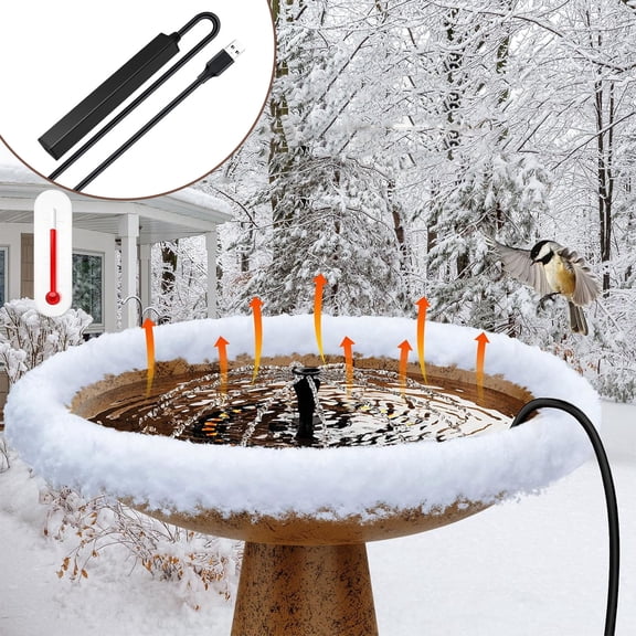 Outdoor Pond Deicer 5W | Bird Bath & Fish Tank Constant Temperature Warmer | PVC, 48in Cord, Automatic Temp Control, Anti-Rust, Size for Patio Yard