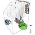 thumbnail image 1 of Outdoor Pool Towel Rack 7 Bar Trapedozal PVC Freestanding Poolside Storage Organizer 37"x37"x50",Large Space for Towels Quick Drying for Beach Swimming Pool Include 4 Towel Clips, Hammer, 1 of 18