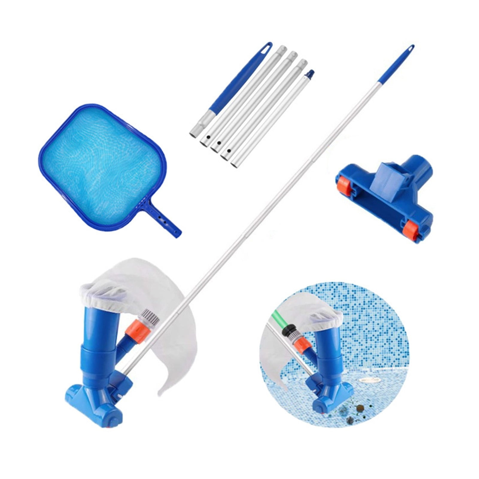 Outdoor Pool Vacuum Cleaning Kit Clean Pool Bottoms Net Pool Filter Swimming Pool Vacuum Cleaner Set Cleaning Skimmer Pool Tool ,Great Suction Power