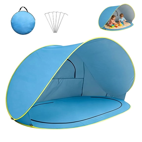 Outdoor Pop Up Beach Tent UV 40+ Sun Shelter with 6 Hooks Fits 3-4 People Windproof for Camping Beach Fishing(40x47x79 Inch)