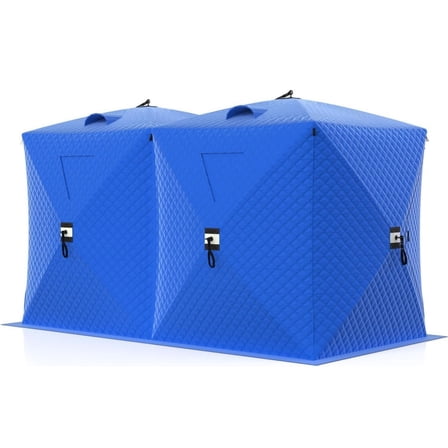 Outdoor Pop-Up Ice Fishing Tent for 6-8 People, Ice Fishing Shelter with Triple-Layer Insulation Spacious & Functional Interior