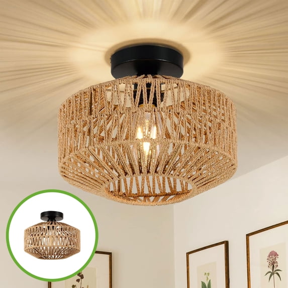 Outdoor Porch Light Imitation Twines Rope Handwoven Retro Chandelier Boho Light Fixtures Home Ceiling Lamp Fashion Simply Bedroom Lamp Study Room Ceiling Light 50% 0ff Clearance!