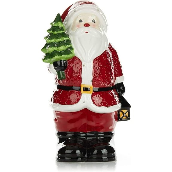 Outdoor Porch Light Up Musical Ceramic Santa Decoration Door Greeter