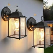 2 Pack Dusk to Dawn Outdoor Porch Lights Black Outdoor Wall Light Fixtures Outdoor Wall Sconce Decor Aluminum Anti-Rust for House Entryway Front Door Garage Exterior