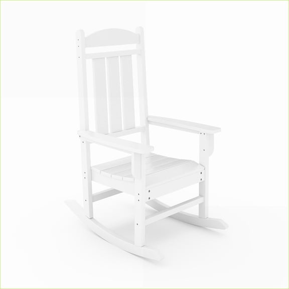 Outdoor Porch Rocking Chairs, Traditional Rocker for Porch Patio Garden | White | HDPE