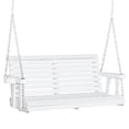 thumbnail image 1 of Outdoor Porch Swing: 46-Inch White 2-Seater Bench with Drink Holders, 440 lb Weight Capacity, 1 of 10