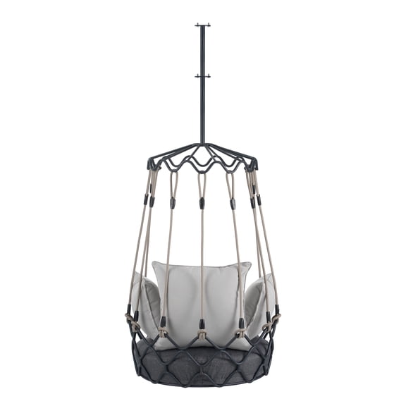 Outdoor Porch Swing Chair Hanging Basket, Hanging Chair with UV Resistant Cushion, Olefin Fabric for Patio Porch, Balcony, Gray