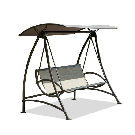 Outdoor Porch with Adjustable Canopy and Durable Steel Frame, Patio Glider for Garden, Deck, Porch, Backyard