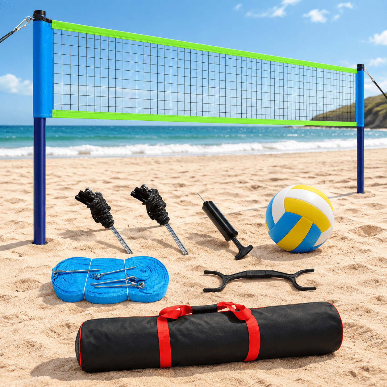 Outdoor Portable Adjustable Volleyball Net System With Bag - Walmart.com