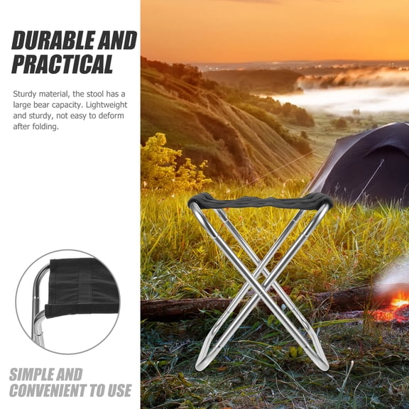 Portable Outdoor Aluminum Folding Stool with Oxford Cloth Seat, Lightweight Camping Fishing Footstool for Garden and Adults