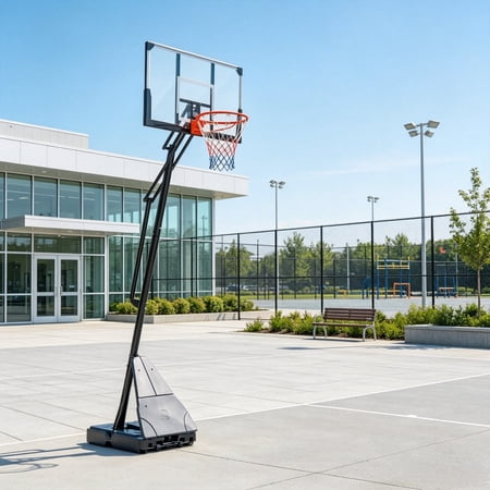 Outdoor Portable Basketball Hoop Crank Adjustable 8-10ft Goal with 47 Inch Shatterproof PC Backboard Mobile Basketball System for Backyard Driveway