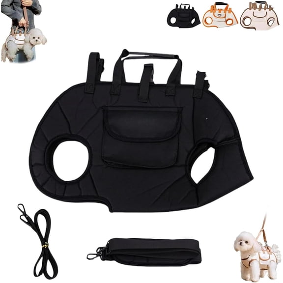 Outdoor Portable Breathable Pet Leash 2-in-1 Backpack, Hands Free Yorkie Shoulder Carrier, Dog Full Body Lift Harness for Small Dogs, Adjustable Breathable Vest Straps (Black,M)