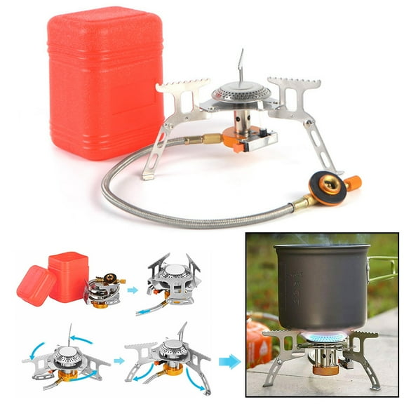 Outdoor Portable Camping Gas Stove,Backpacking Stove with Piezo Ignition,Camping Stove Adapter With Case
