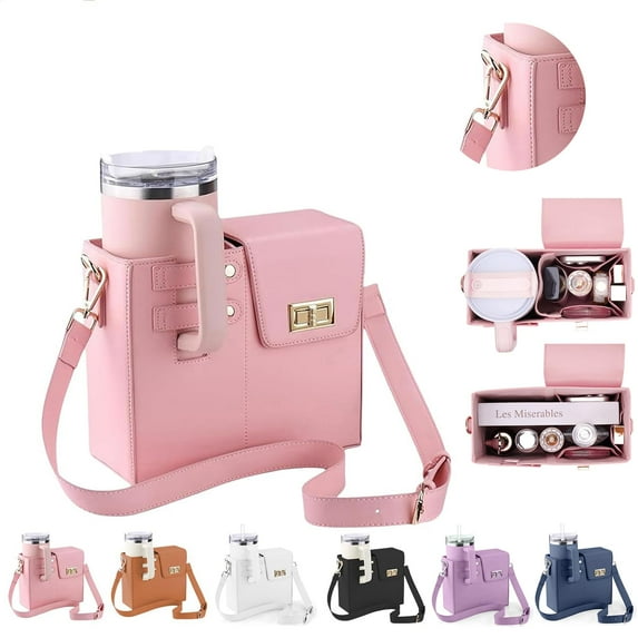 Outdoor Portable Crossbody Water Cup Storage Bag,Wear-Resistant Water Bottle Bag compatible with Stanley 40 oz Tumble (yellow (B))