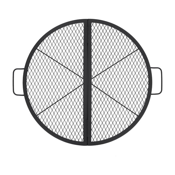 Outdoor Portable Fire Pit Cooking Grill Grate, X-Marks Fire Pit Grill Cooking Grate, Outdoor Campfire BBQ Grill, Heavy Duty Steel Campfire BBQ Grill Grid,Camping Cookware with Handle